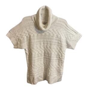 Sonoma Sweater Women's SZ L Cream Cable Knit Cap Short Sleeve Cotton Beach